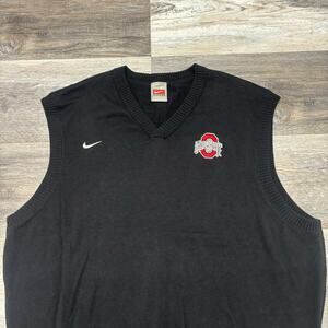 Nike Team Ohio State University Buckeyes OSU Black XL‎ Sweater Vest Silk Golf
